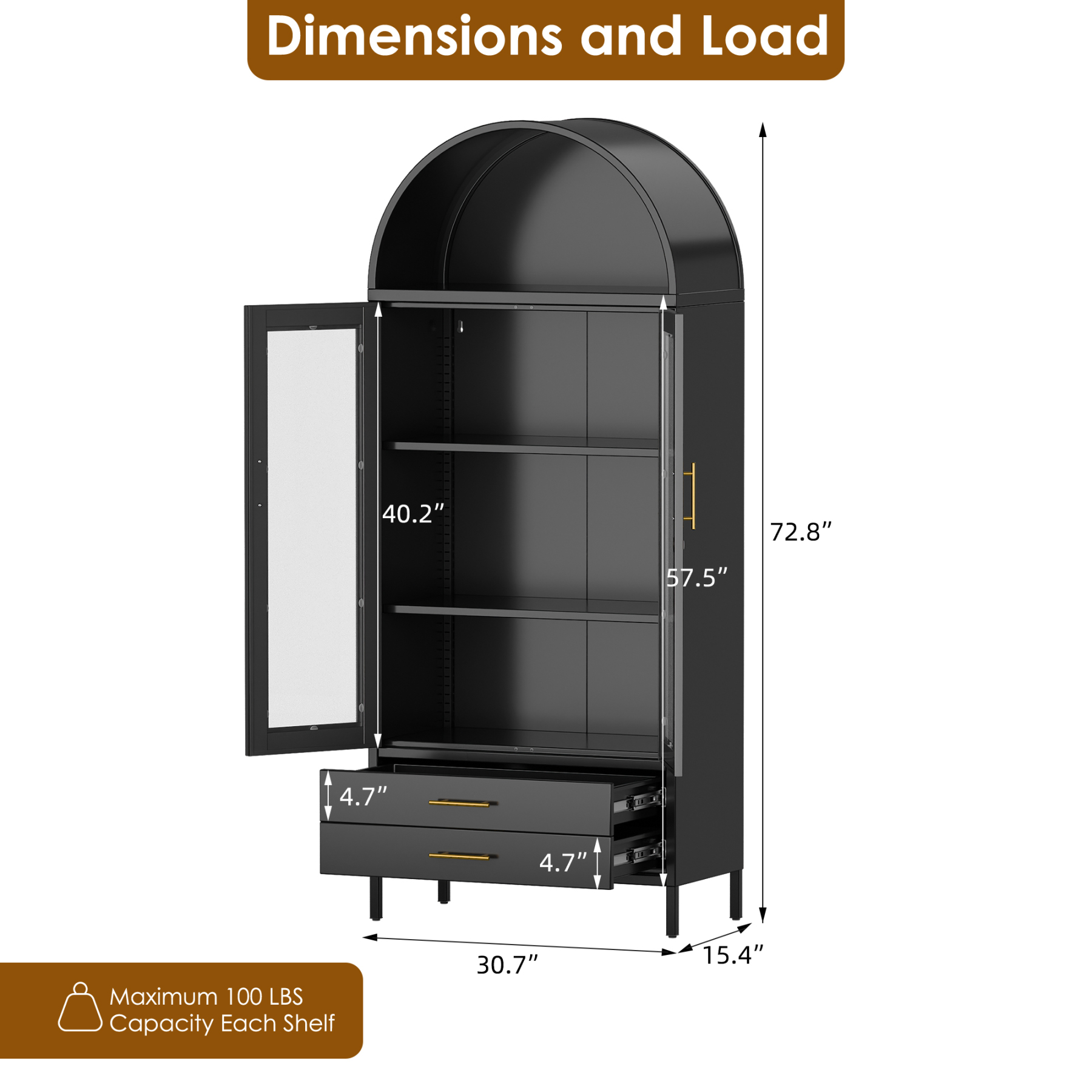 Living Room Display Cabinet Arched Storage Cabinets