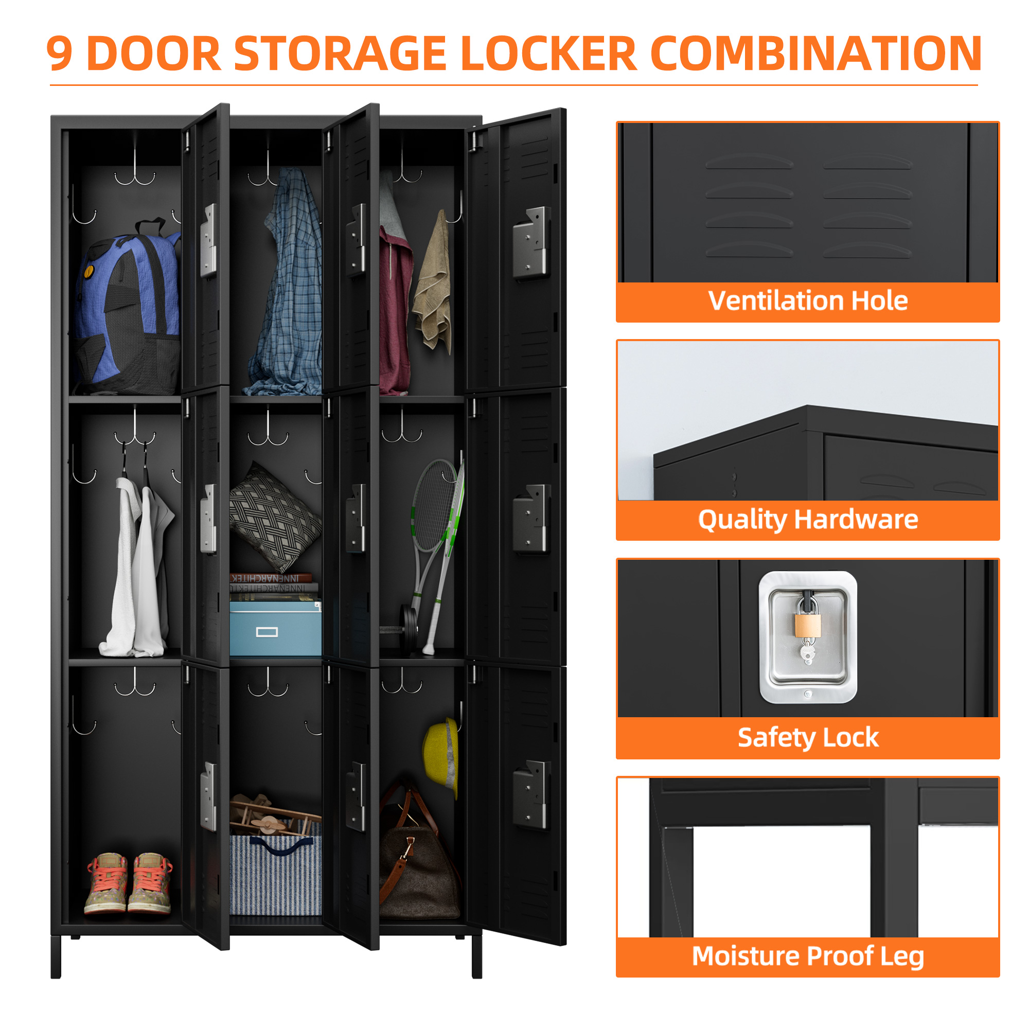 9 Door Metal Storage Locker Cabinet