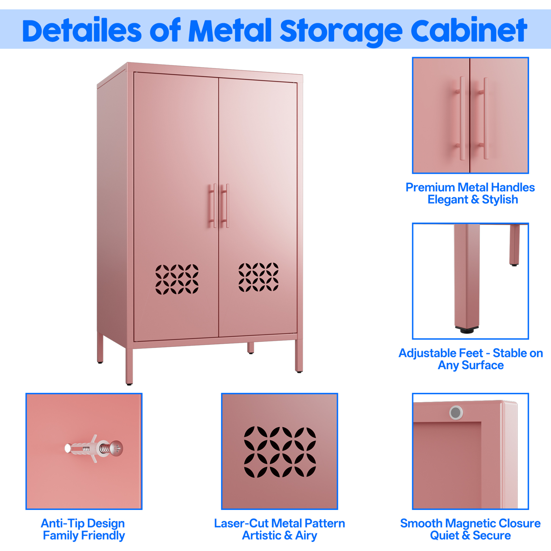 Metal Storage Cabinet Metal Office Storage Cabinet  Adjustable Shelves Lockable Doors