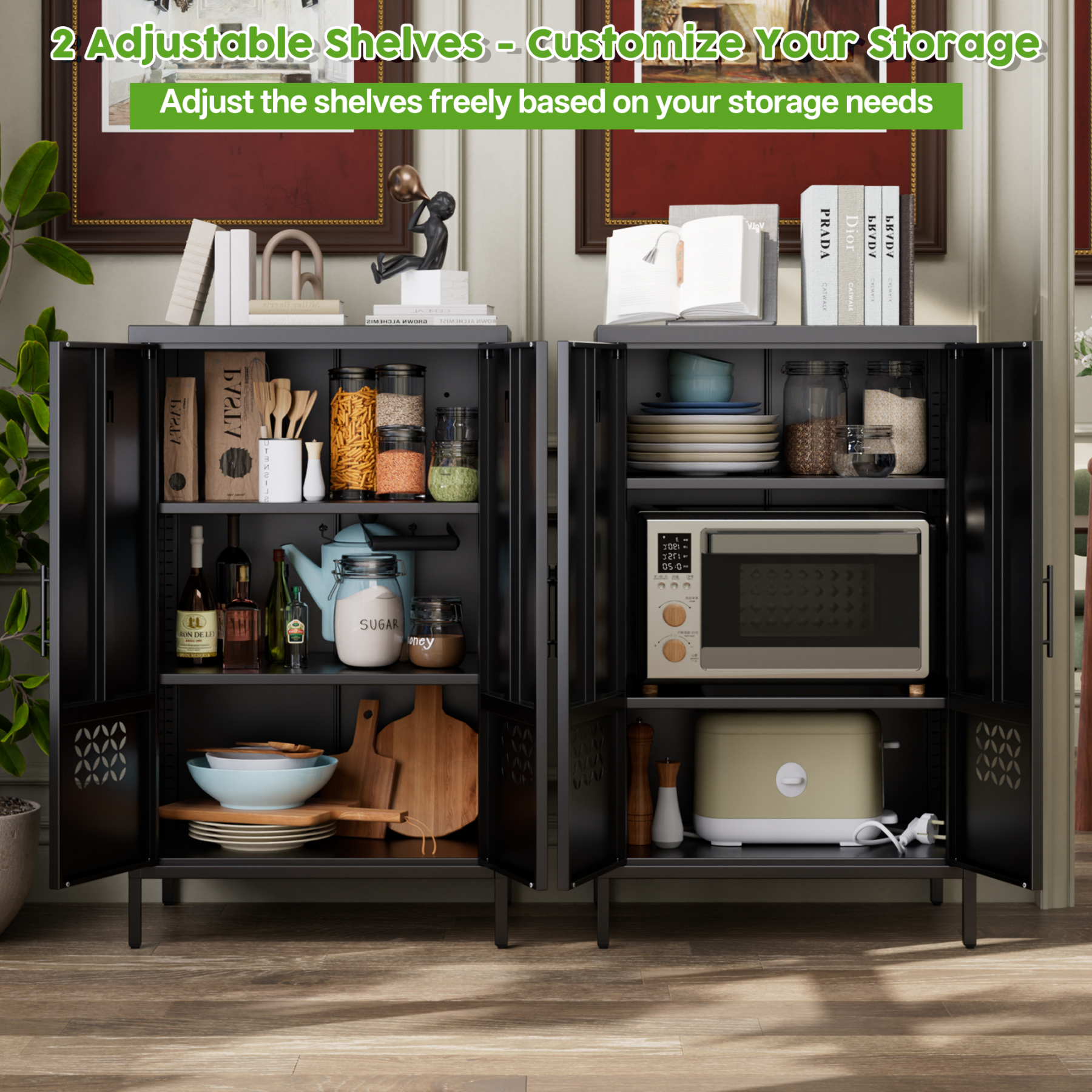 Metal Storage Cabinet Metal Office Storage Cabinet  Adjustable Shelves Lockable Doors