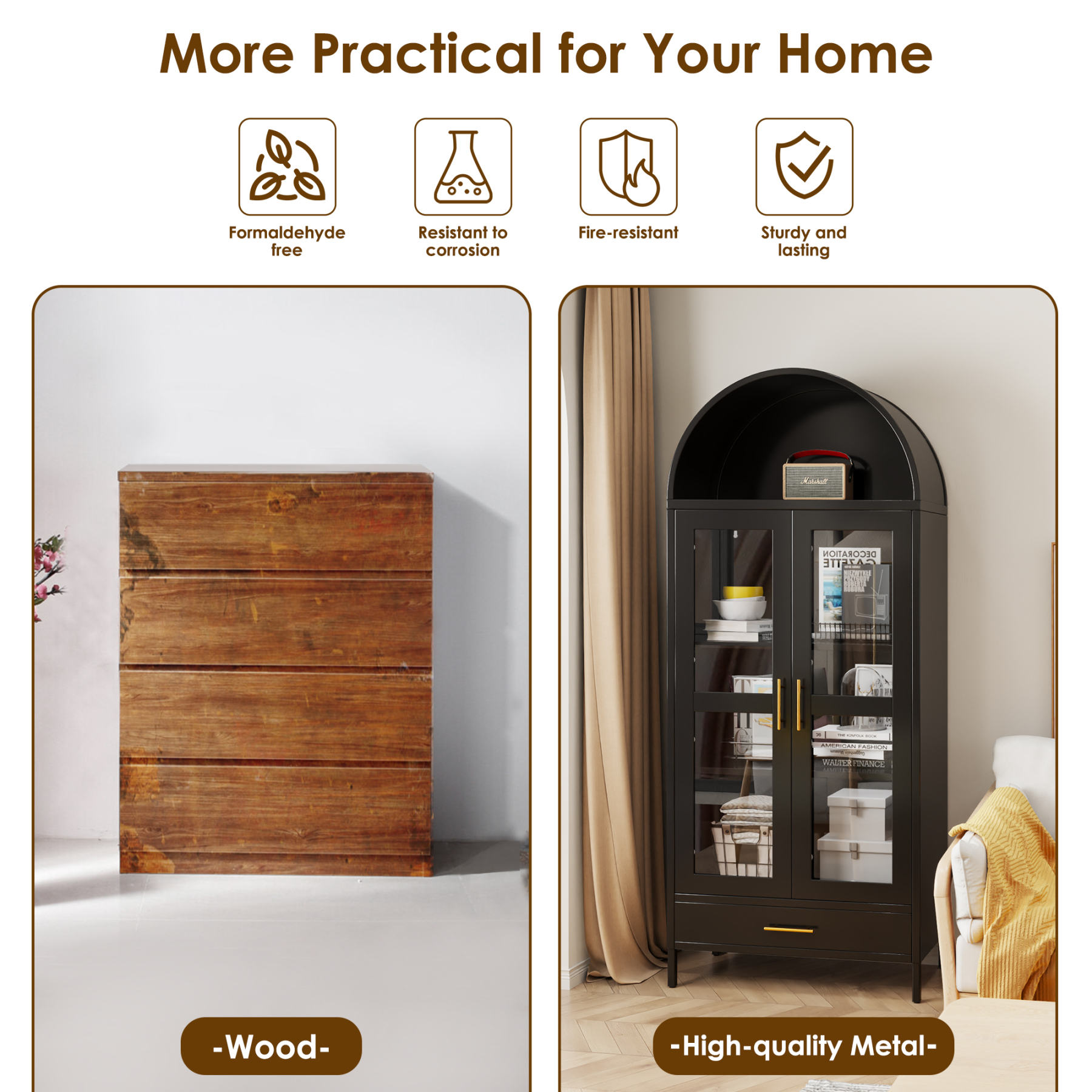 Tall Arched Storage Cabinet Drawer Cabinet Living Room Hotel Home Furniture