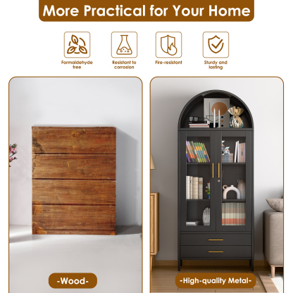 Living Room Display Cabinet Arched Storage Cabinets