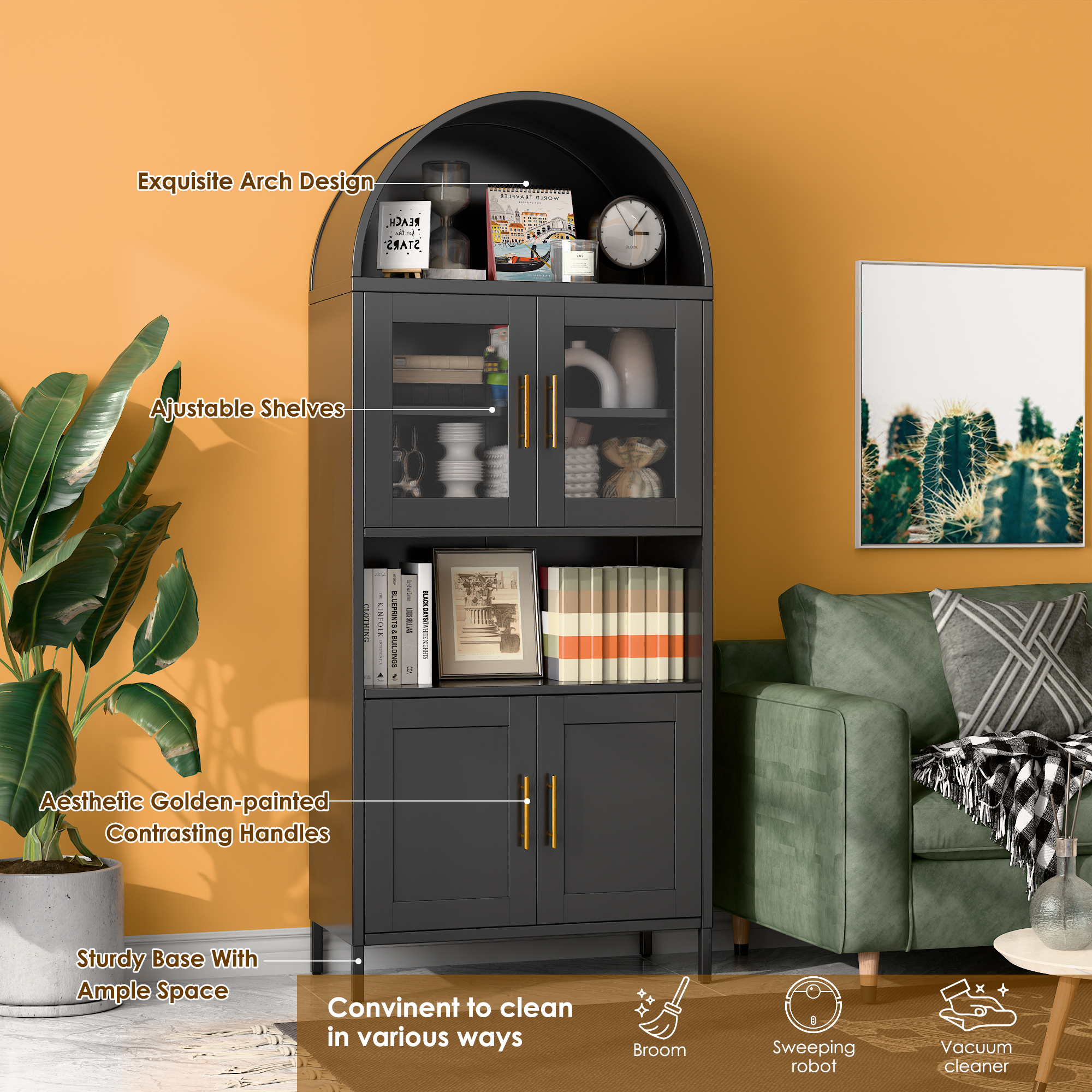  Arched Cabinet Arched Bookcase Storage Cabinet