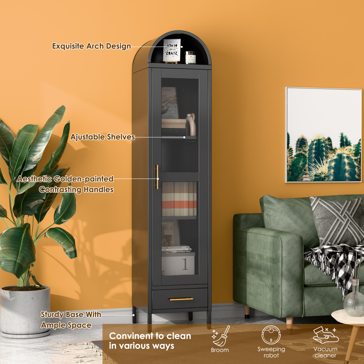 Living Room Storage Kitchen Arched Storage Cabinet Display Cabinet