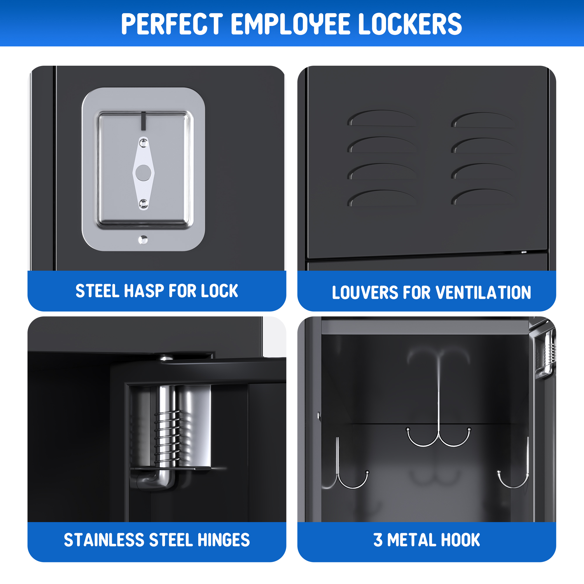 Metal 2 Door Gym Office Storage Wardrobe Steel Locker Garage Lockers Iron Locker