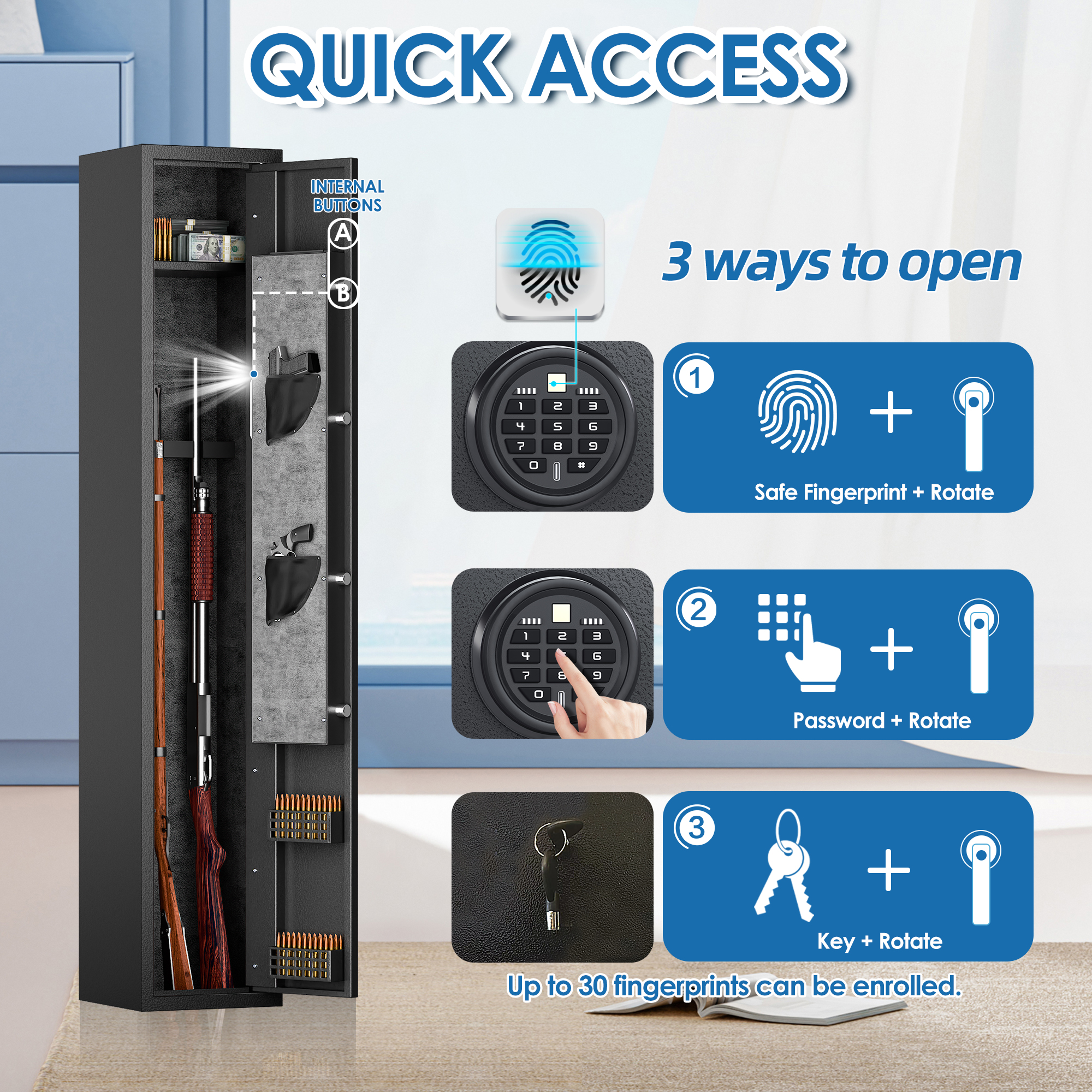 Customized Storage Gun Safe Box Electronic Keypad Safe Lock Gun