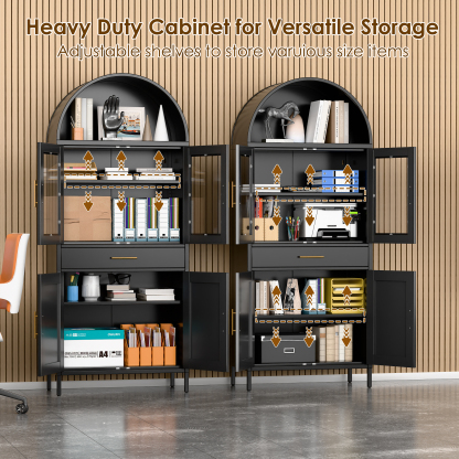 High Arch Storage Cabinet Display Cabinet with Glass Doors