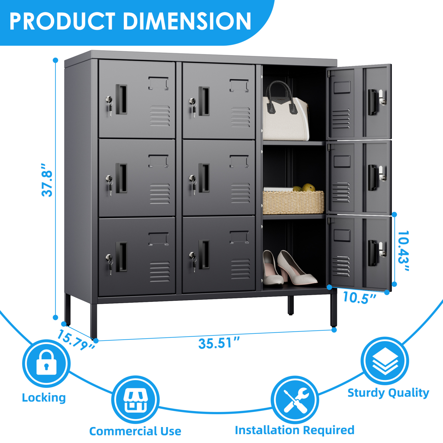 Office Steel Locker Storage Cabinet with Lockable Gym School
