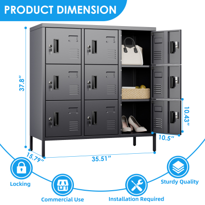 Office Steel Locker Storage Cabinet with Lockable Gym School