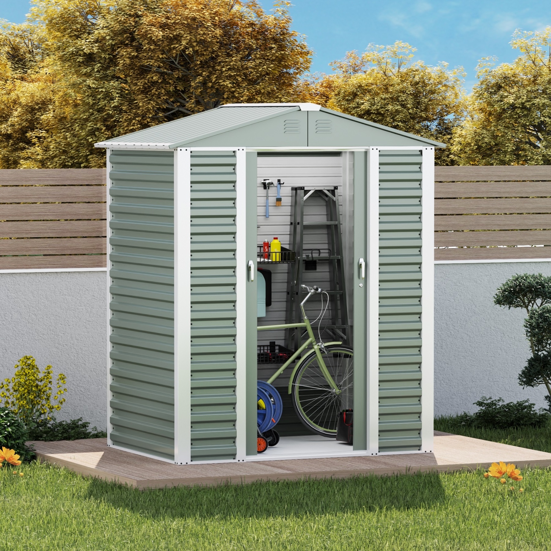 Outdoor Storage Shed Metal Garden Shed with Frame