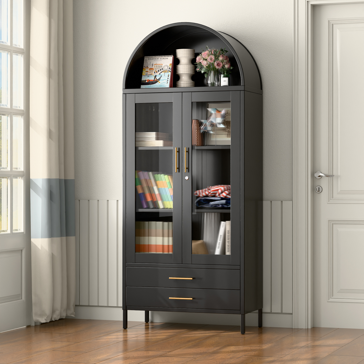 Living Room Display Cabinet Arched Storage Cabinets