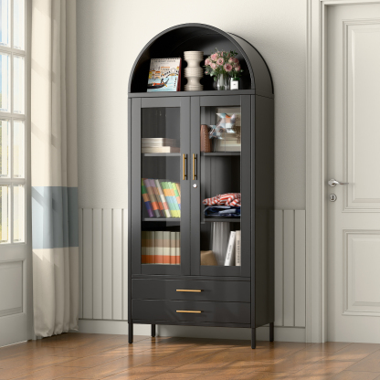 Living Room Display Cabinet Arched Storage Cabinets
