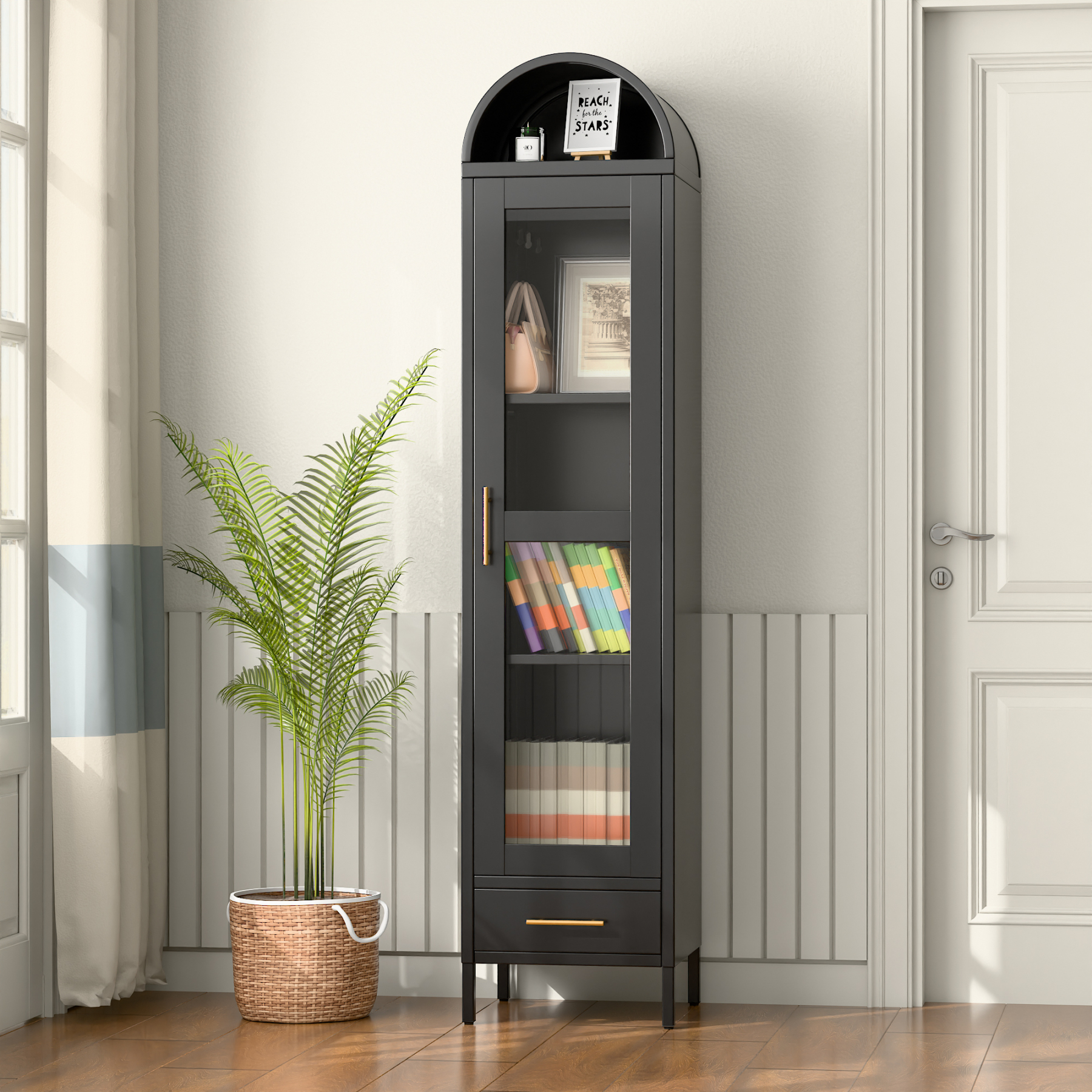 Living Room Storage Kitchen Arched Storage Cabinet Display Cabinet