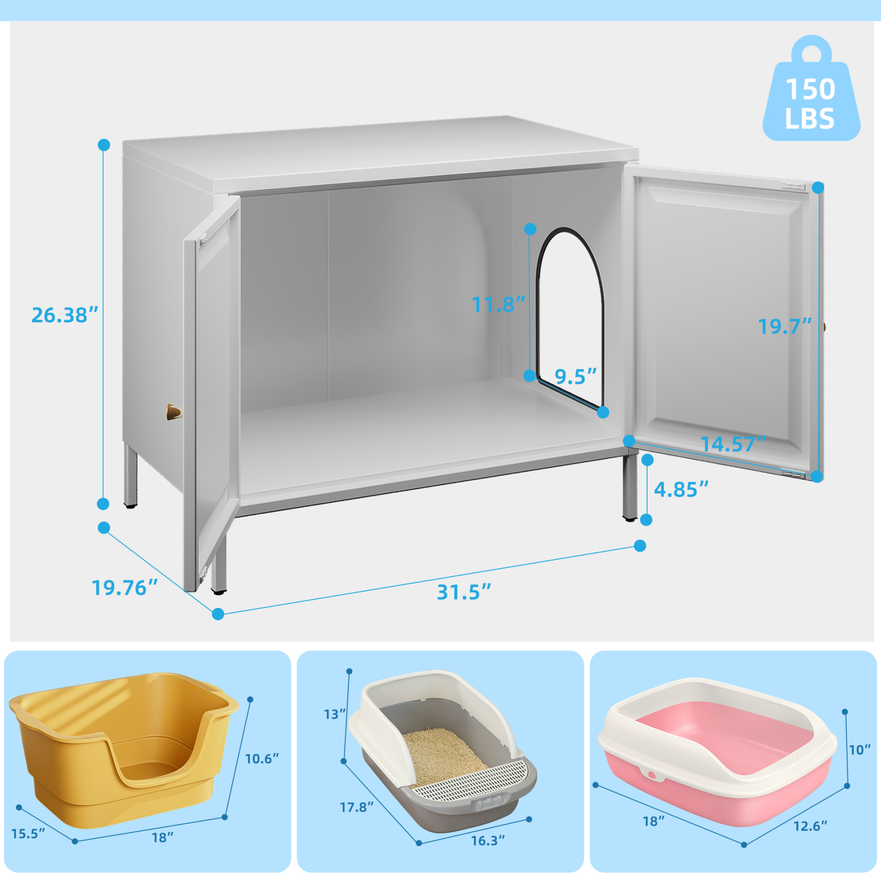 Metal Cat Litter Box Enclosure Storage Large Pet Cat House 