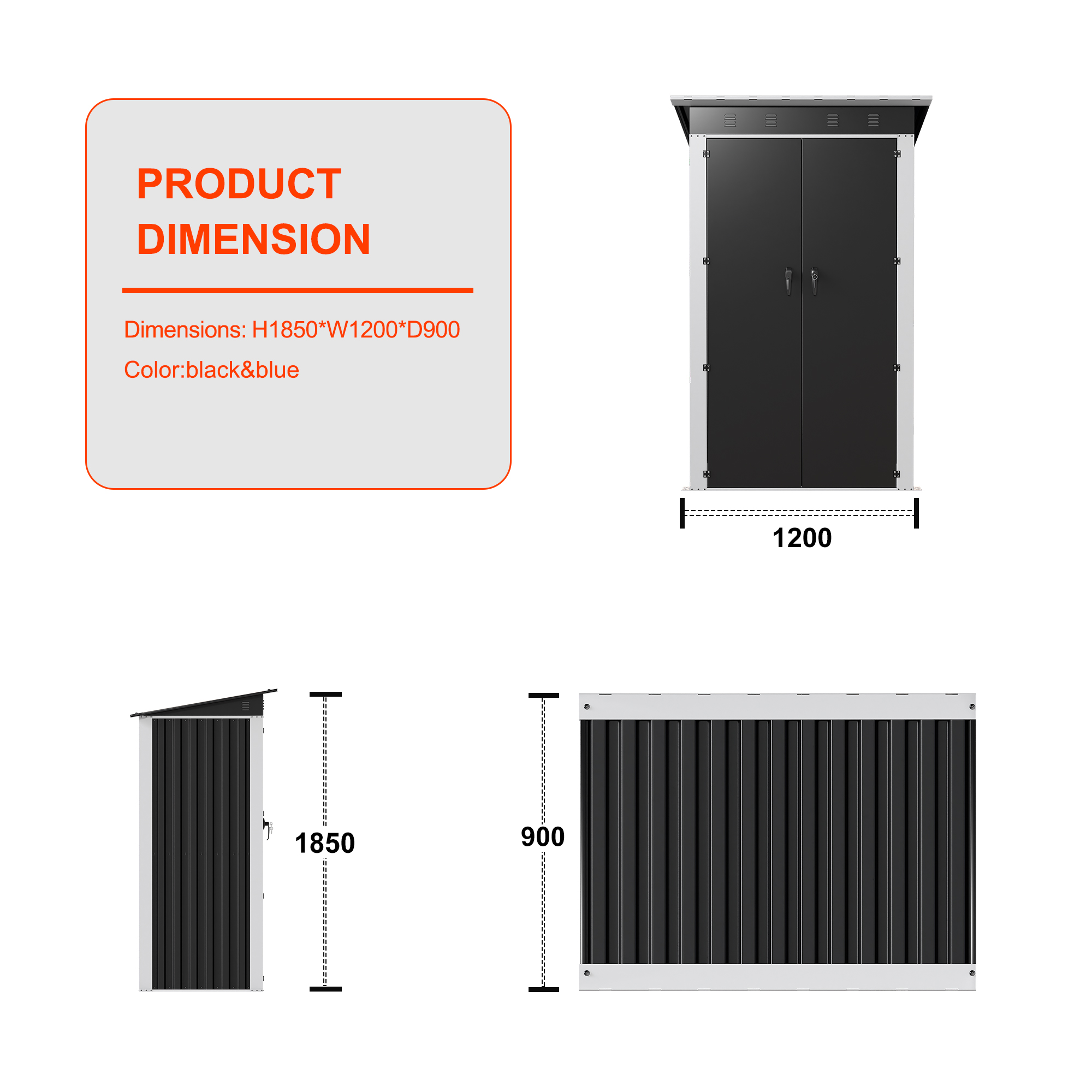 Garden Storage Shed With Double-Sliding-Door