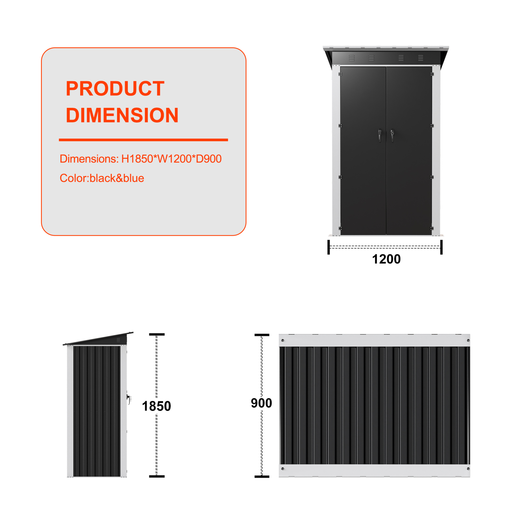 Garden Storage Shed With Double-Sliding-Door