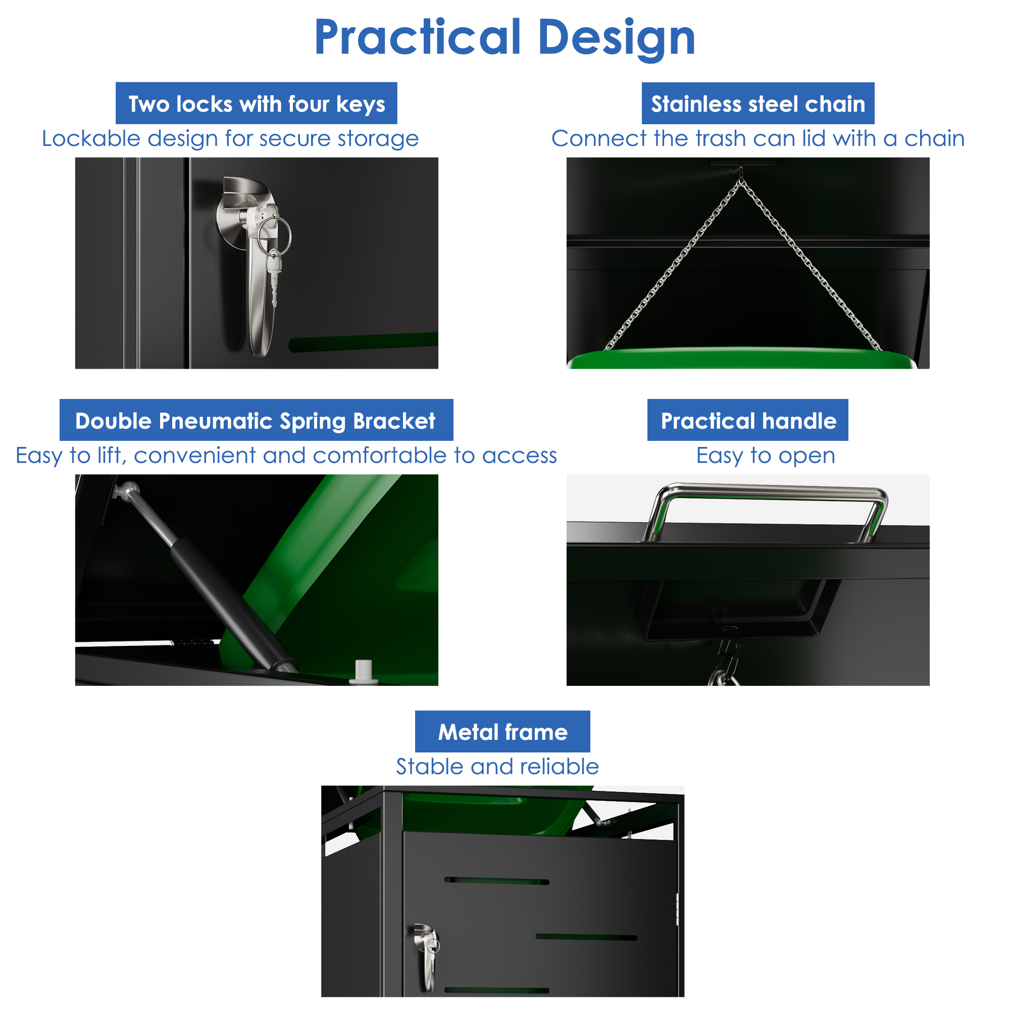 Outdoor Trash Storage Galvanized Steel Garbage Bin Shed