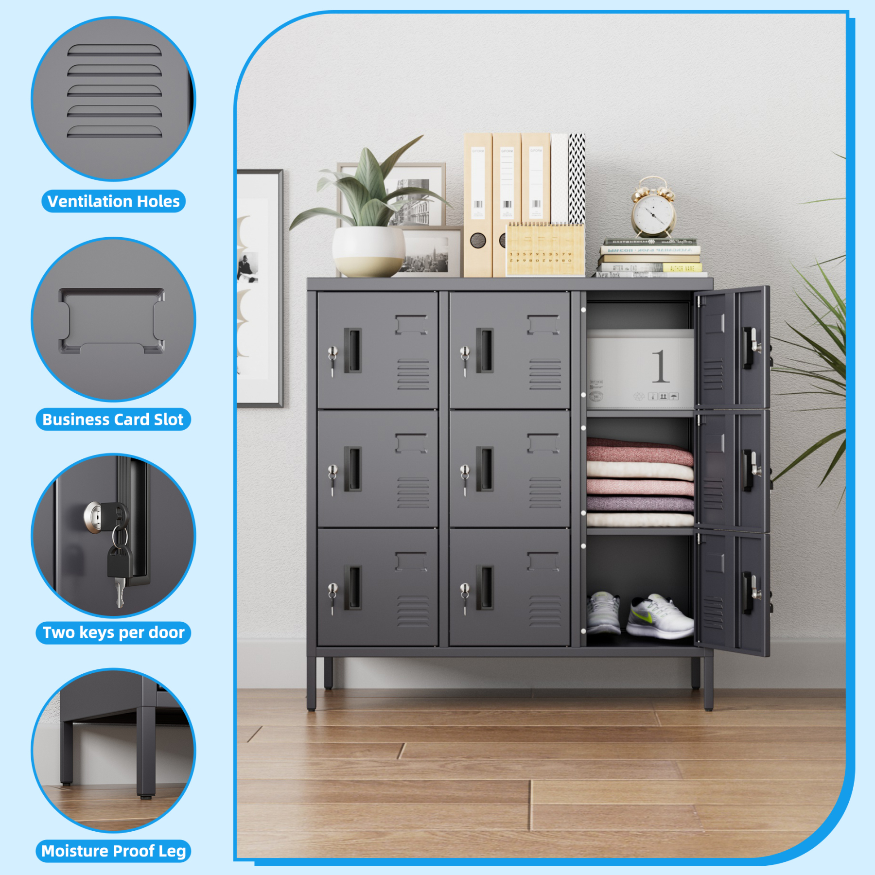 Office Steel Locker Storage Cabinet with Lockable Gym School