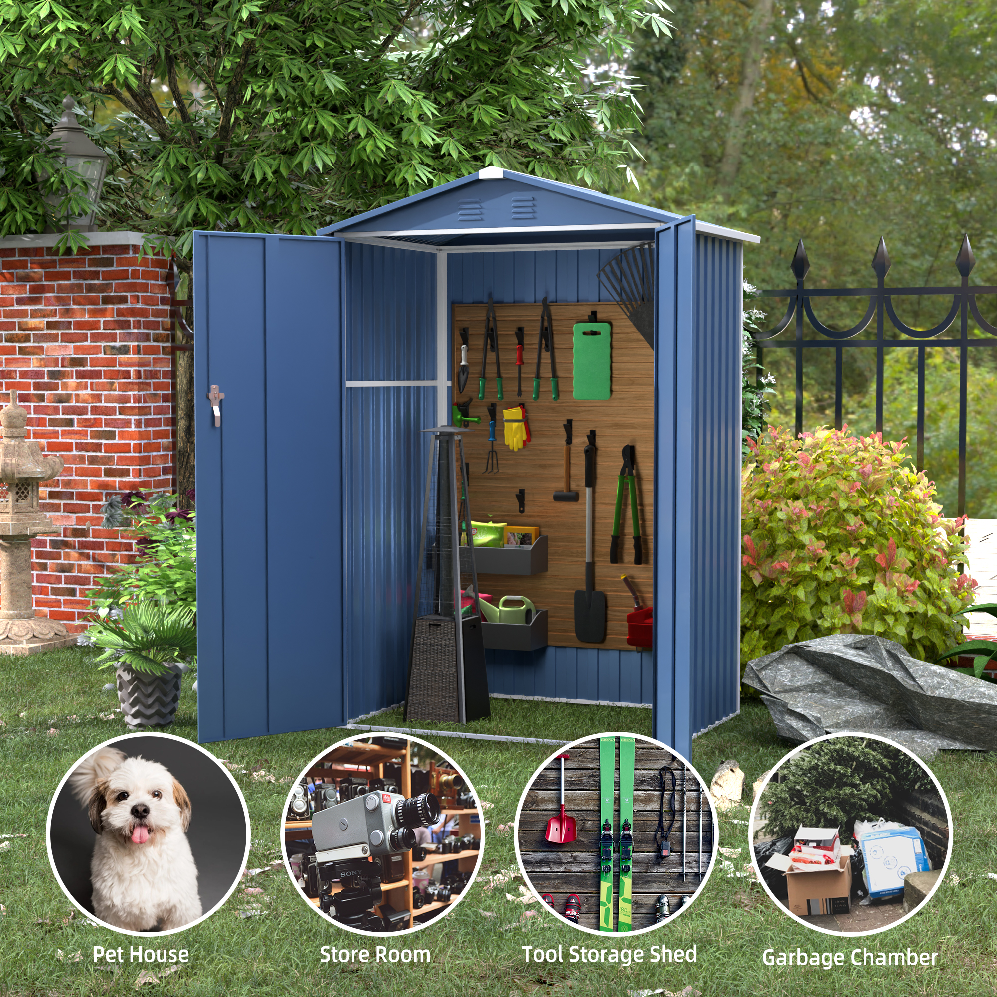 Outdoor Shed House Metal Storage Garden Shed