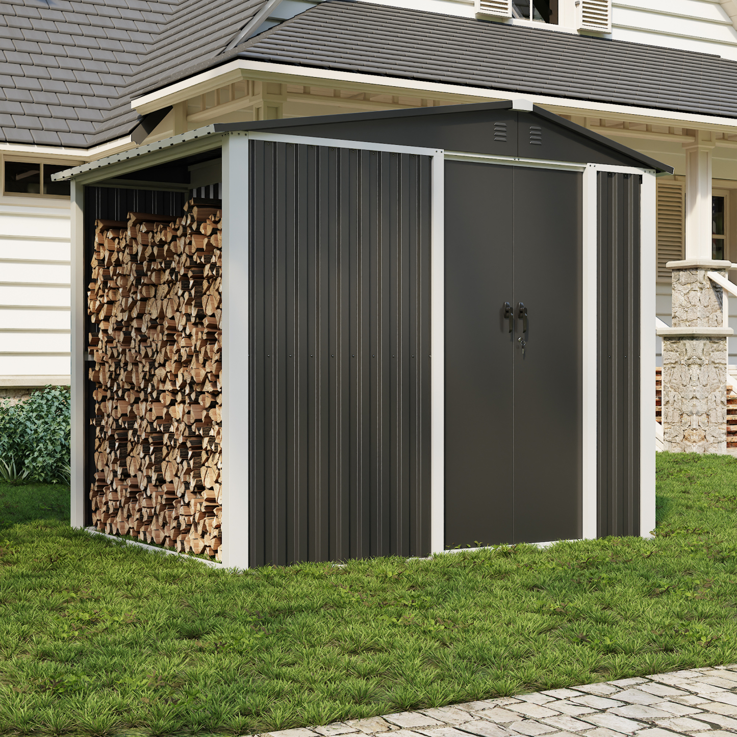 Swing Doors Outdoor Storage Shed Garden Shed House Storage Wood Materials