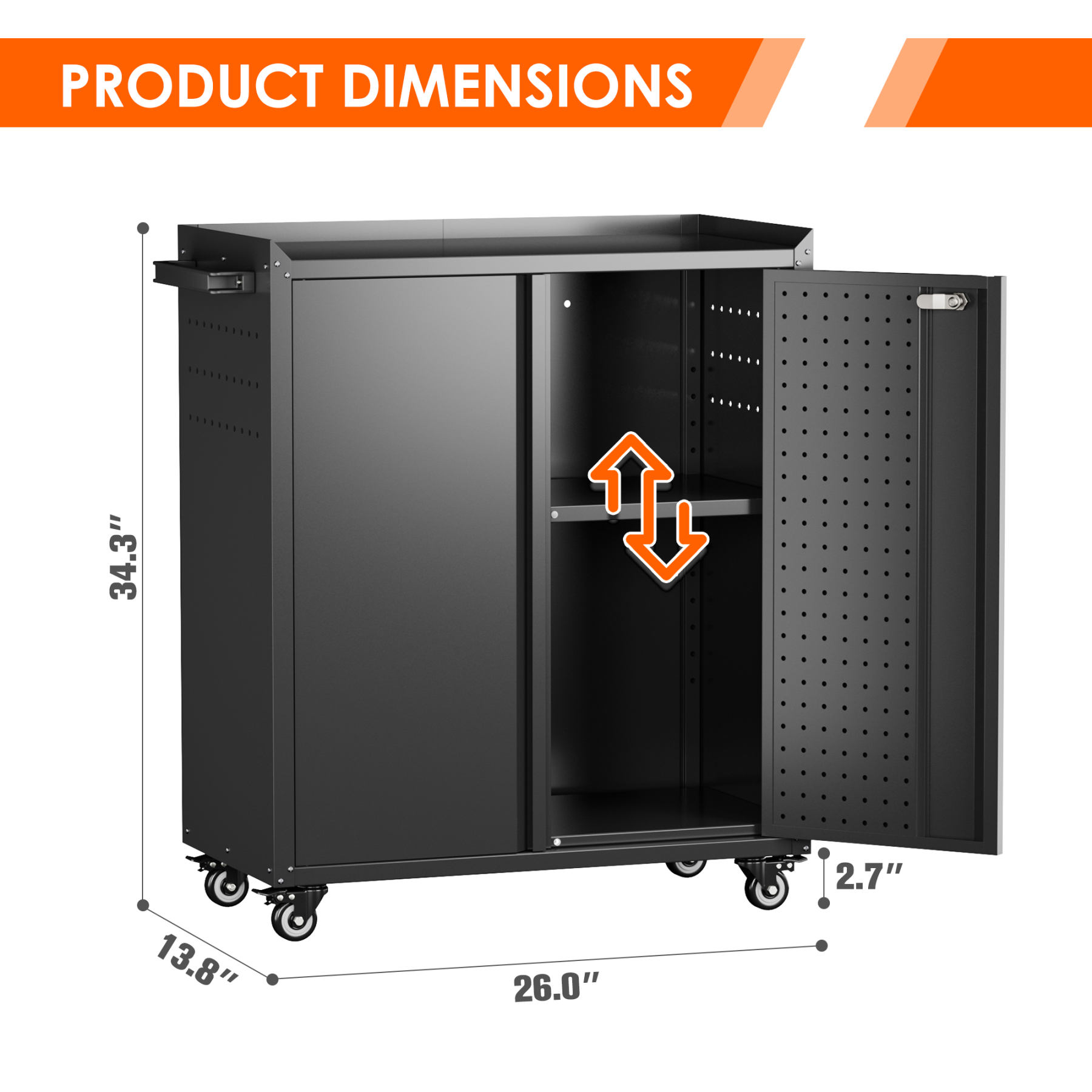 2 Door Metal Tool Storage Cabinet Locking Steel Rolling Tools Garage Storage Cabinet 