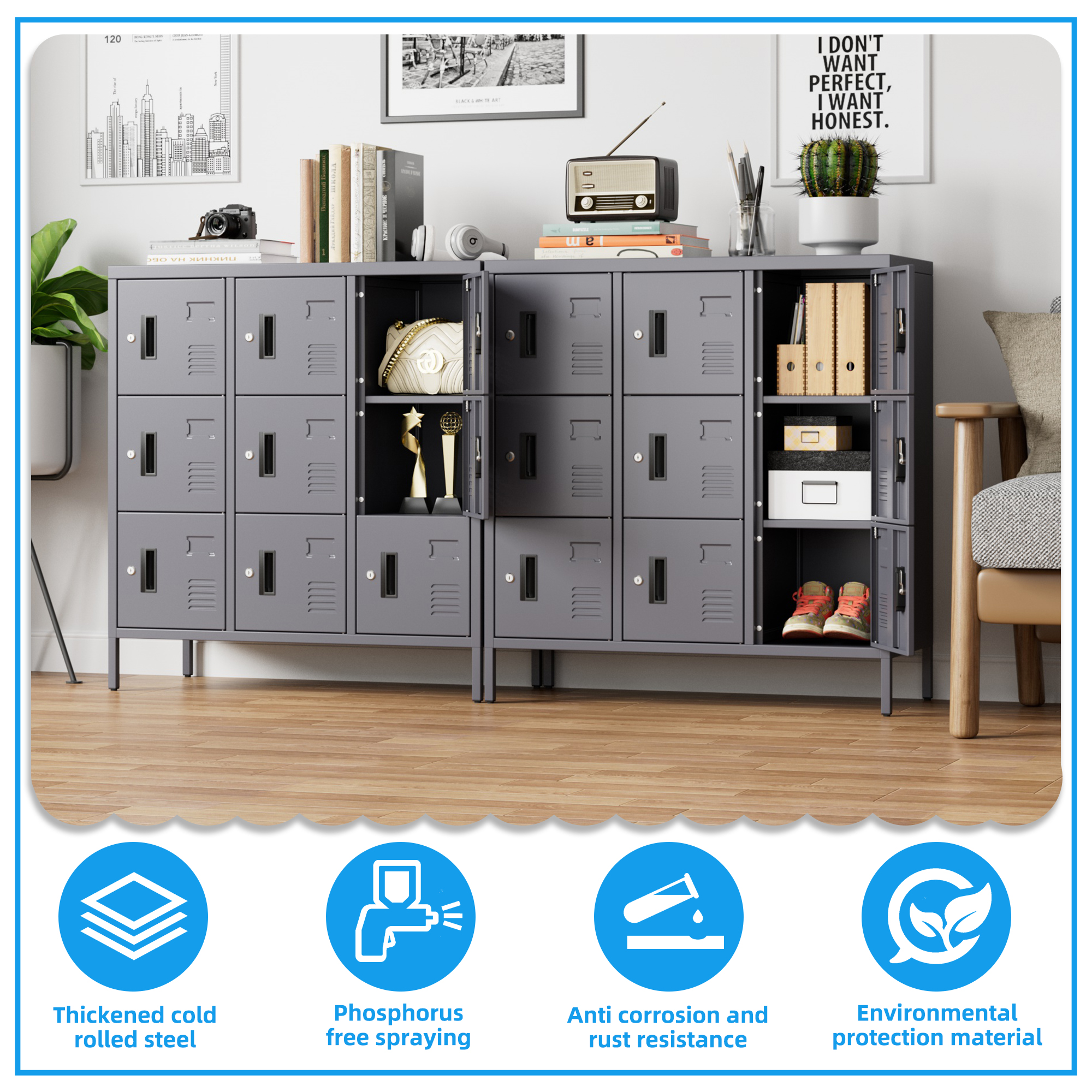 Office Steel Locker Storage Cabinet with Lockable Gym School