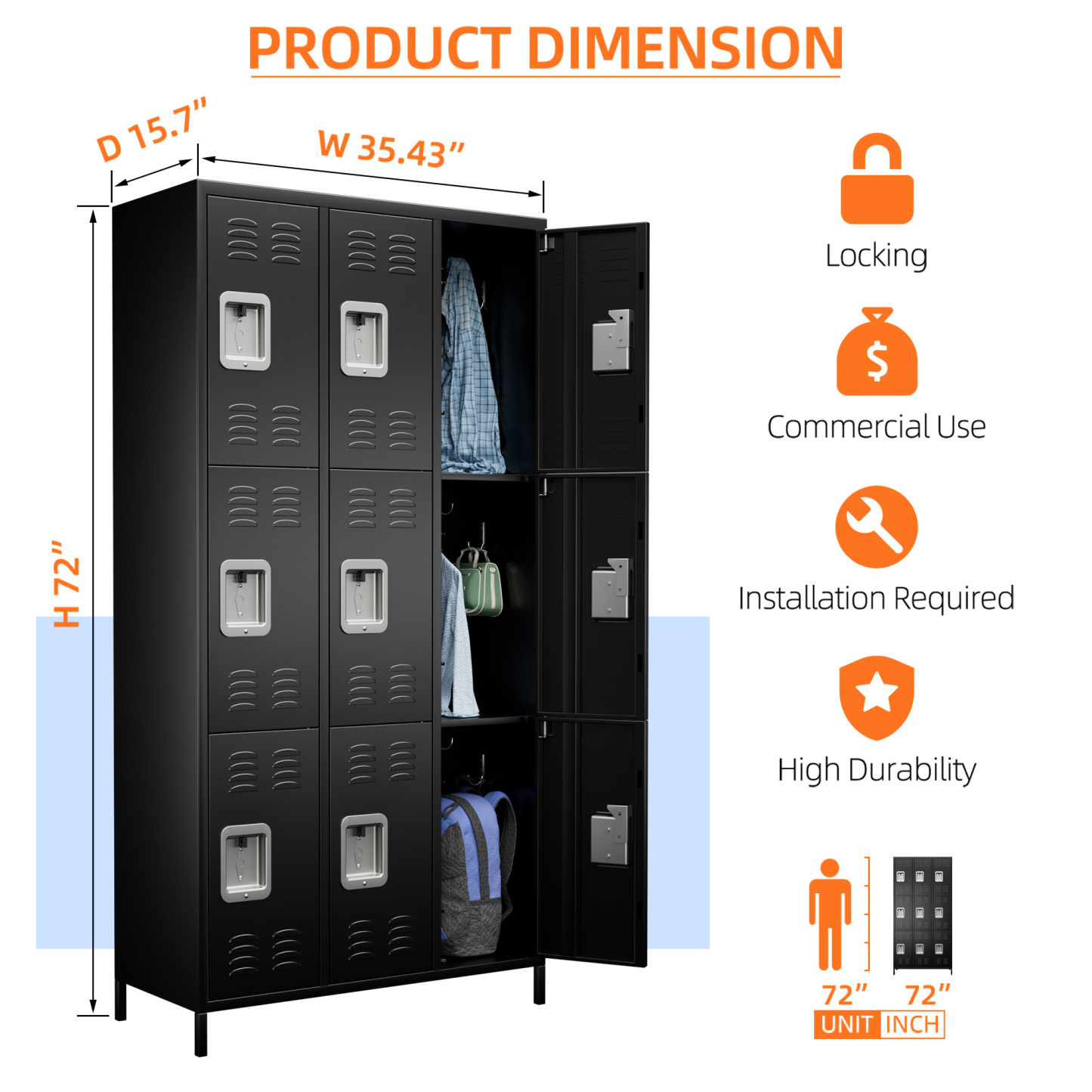 9 Door Metal Storage Locker Cabinet