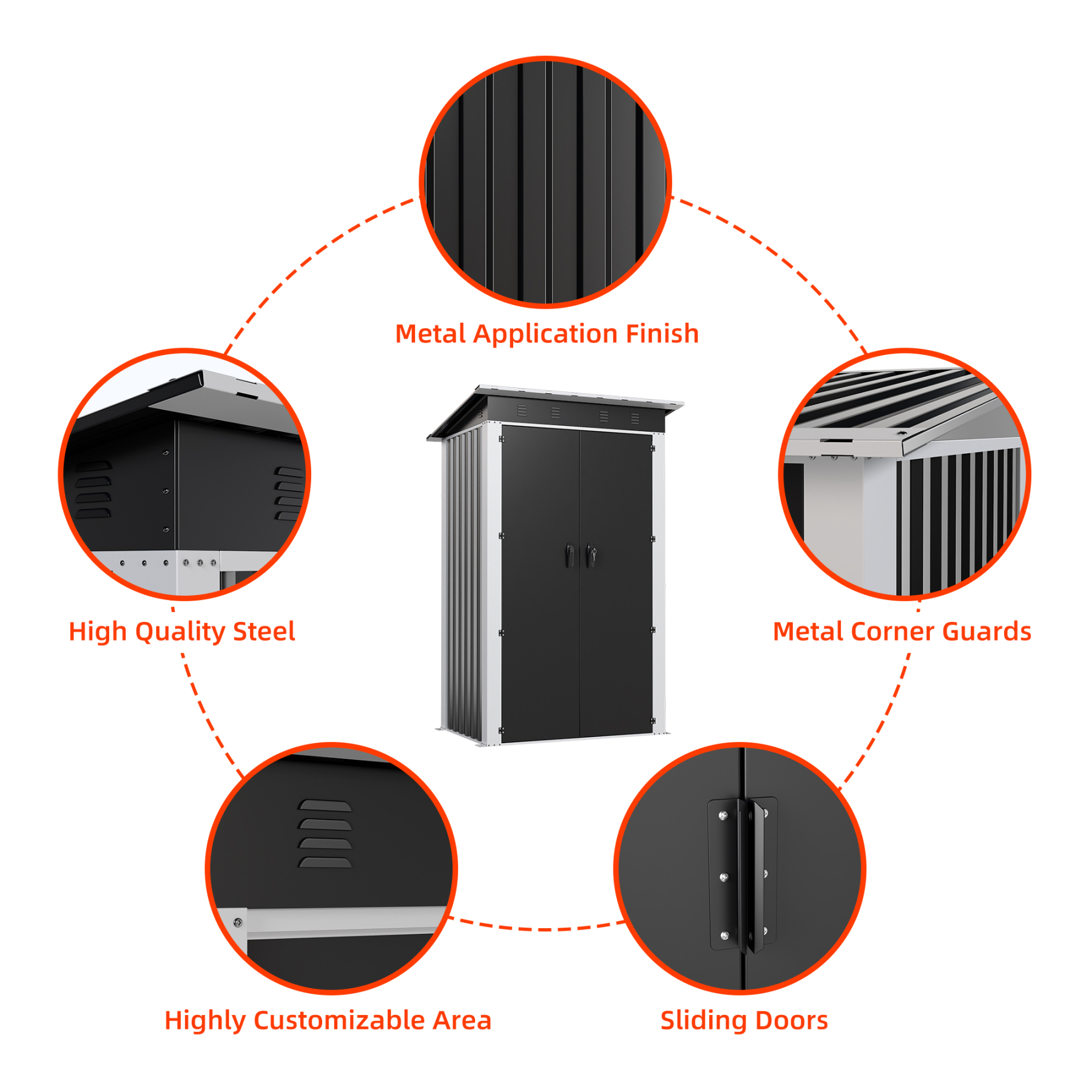 Garden Storage Shed With Double-Sliding-Door