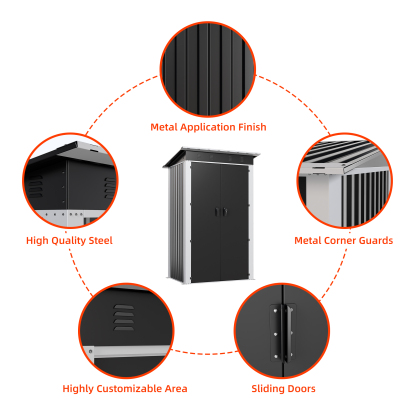 Garden Storage Shed With Double-Sliding-Door