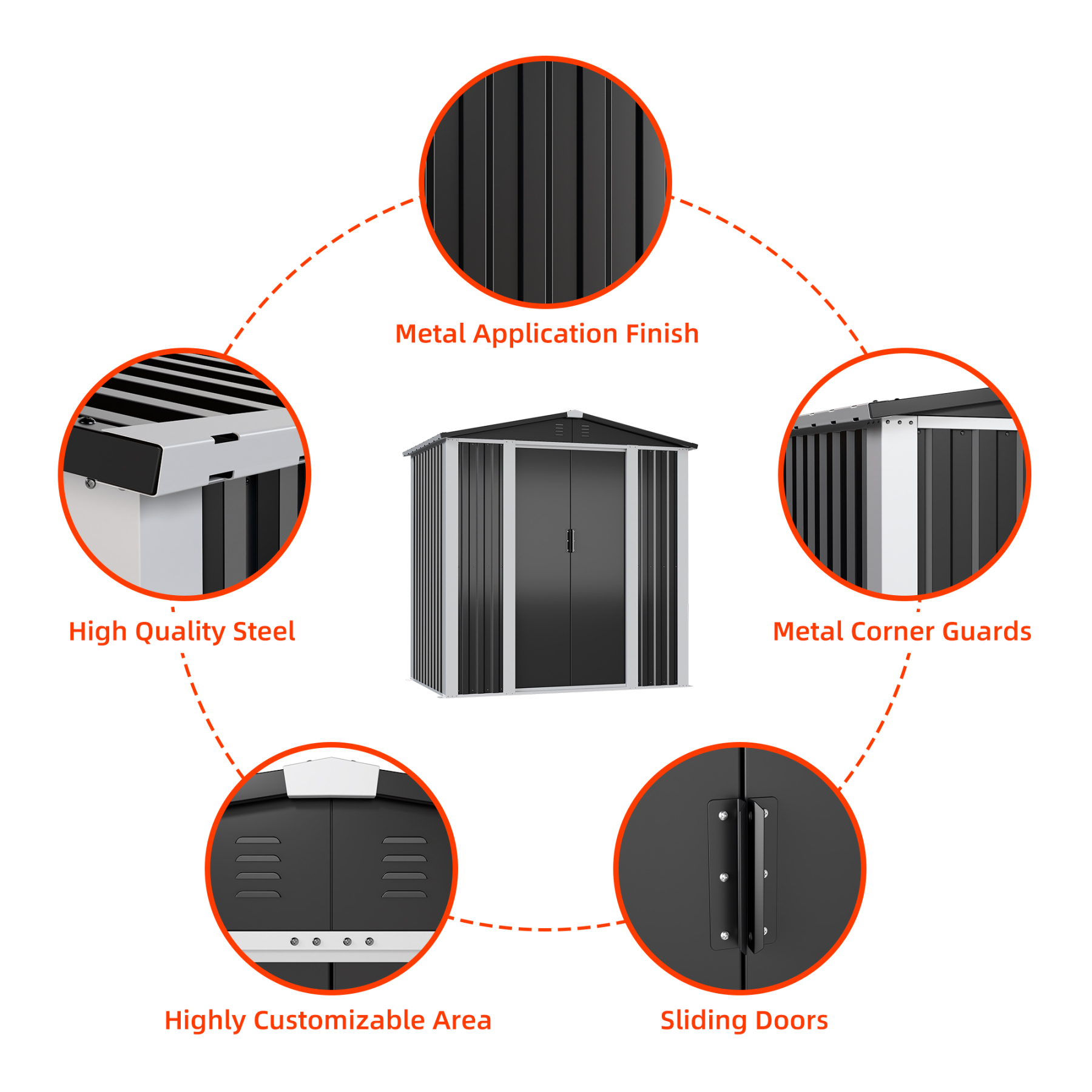 Double-Sliding-Door Shed Storage Outdoor