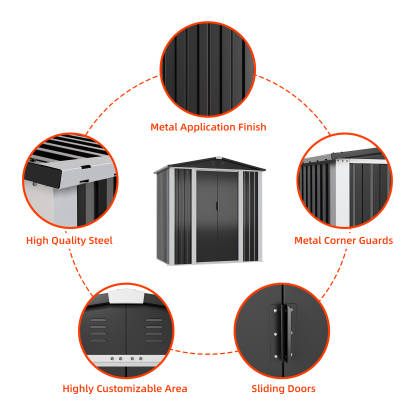 Double-Sliding-Door Shed Storage Outdoor