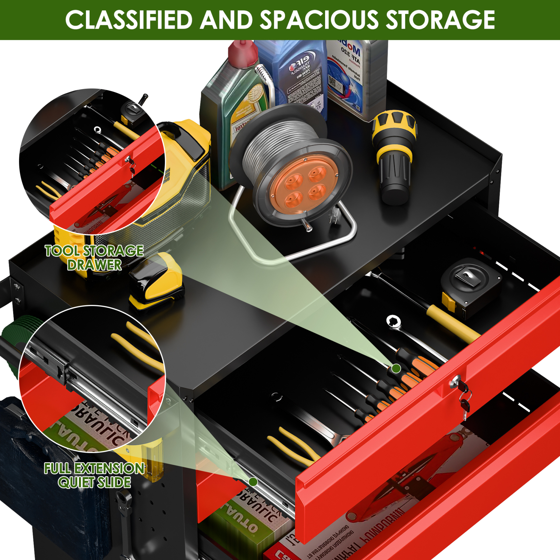 5-Drawer Rolling Tool Cart Metal Workshop Cabinet Iron Tool Cabinet