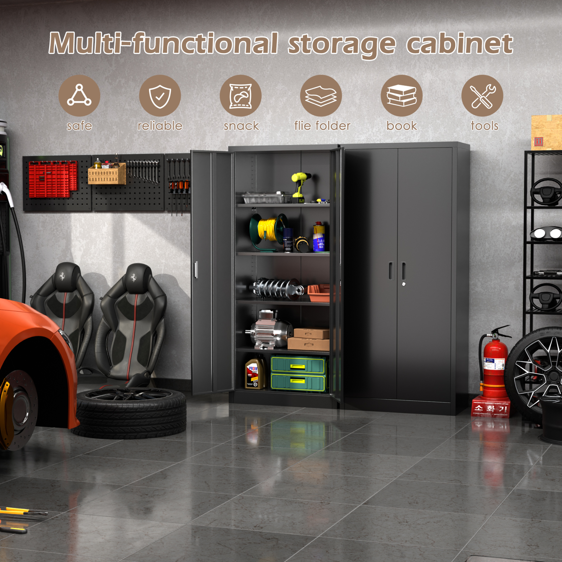AOBABO Metal Garage Storage Cabinet