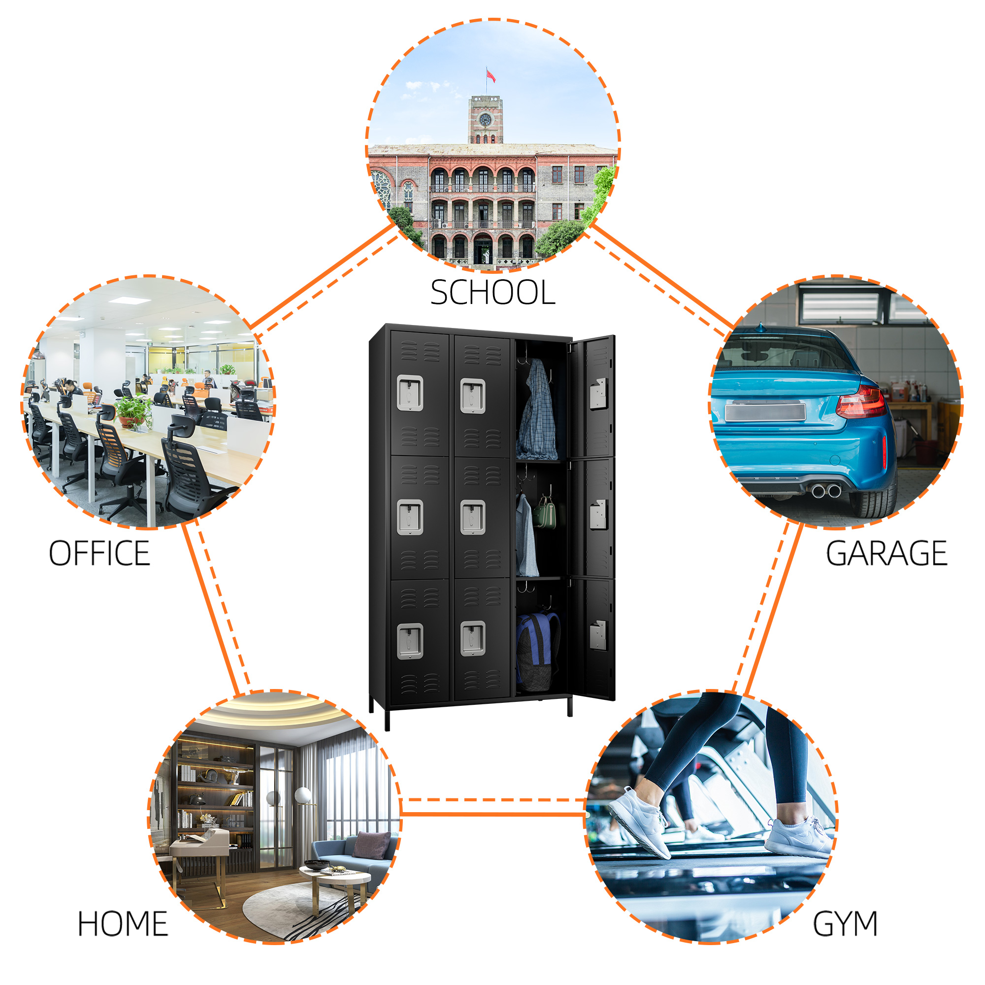 9 Door Metal Storage Locker Cabinet