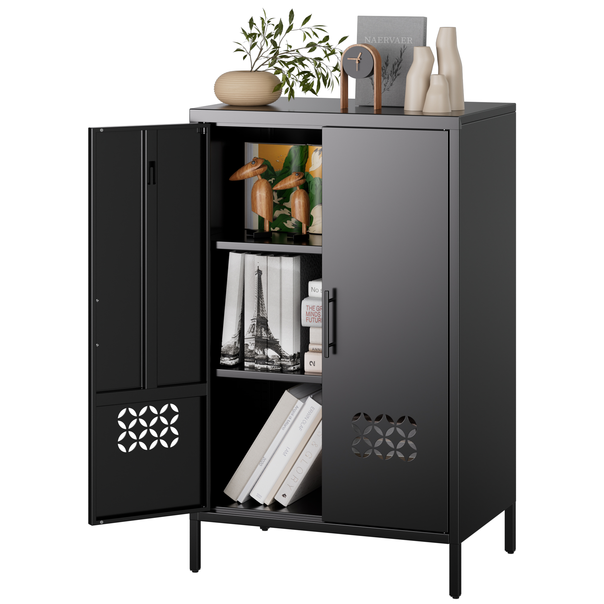 Metal Storage Cabinet Metal Office Storage Cabinet  Adjustable Shelves Lockable Doors