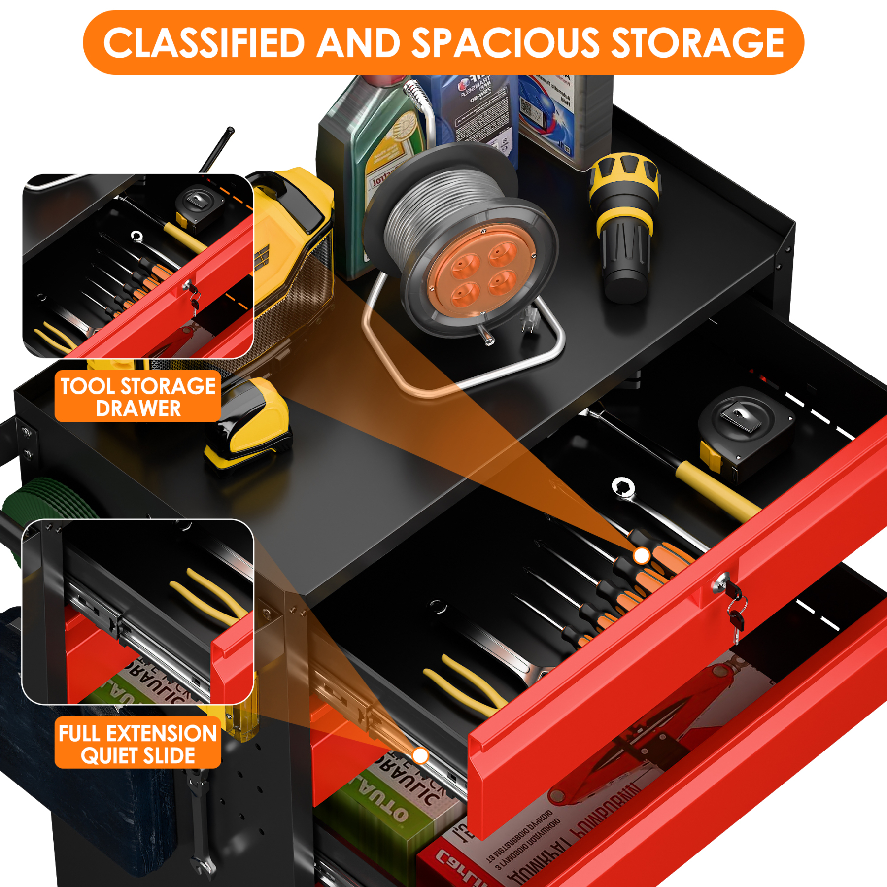 5-Drawer Rolling Tool Cart Metal Workshop Cabinet Iron Tool Cabinet