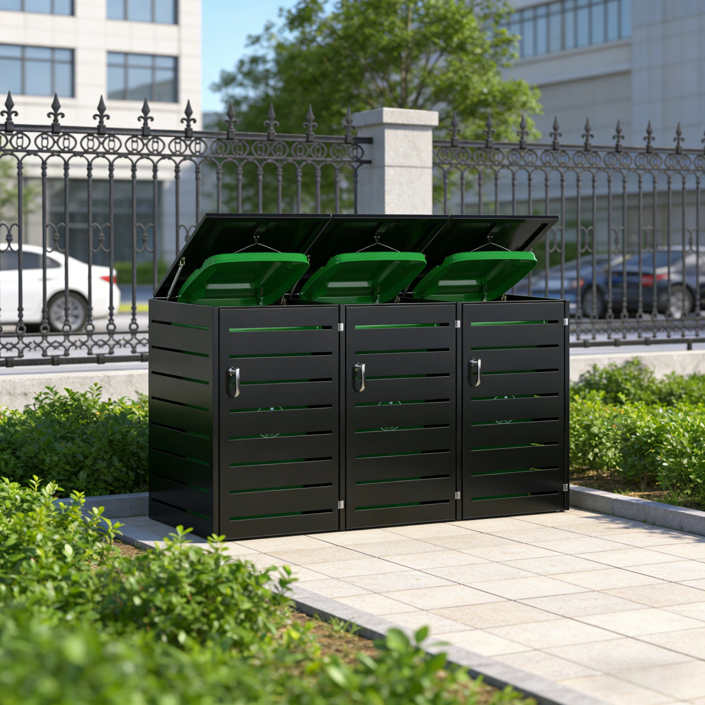 Outdoor Trash Bin Cabinet Metal Trash Can Cabinet Garbage Bin Storage Shed