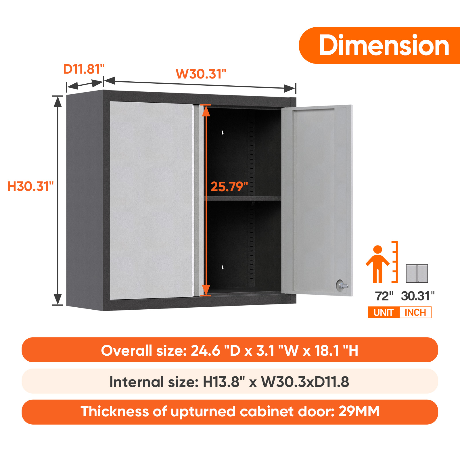 Wall Cabinet Tool Box Cabinet Metal Wall Mounted Storage Cabinet