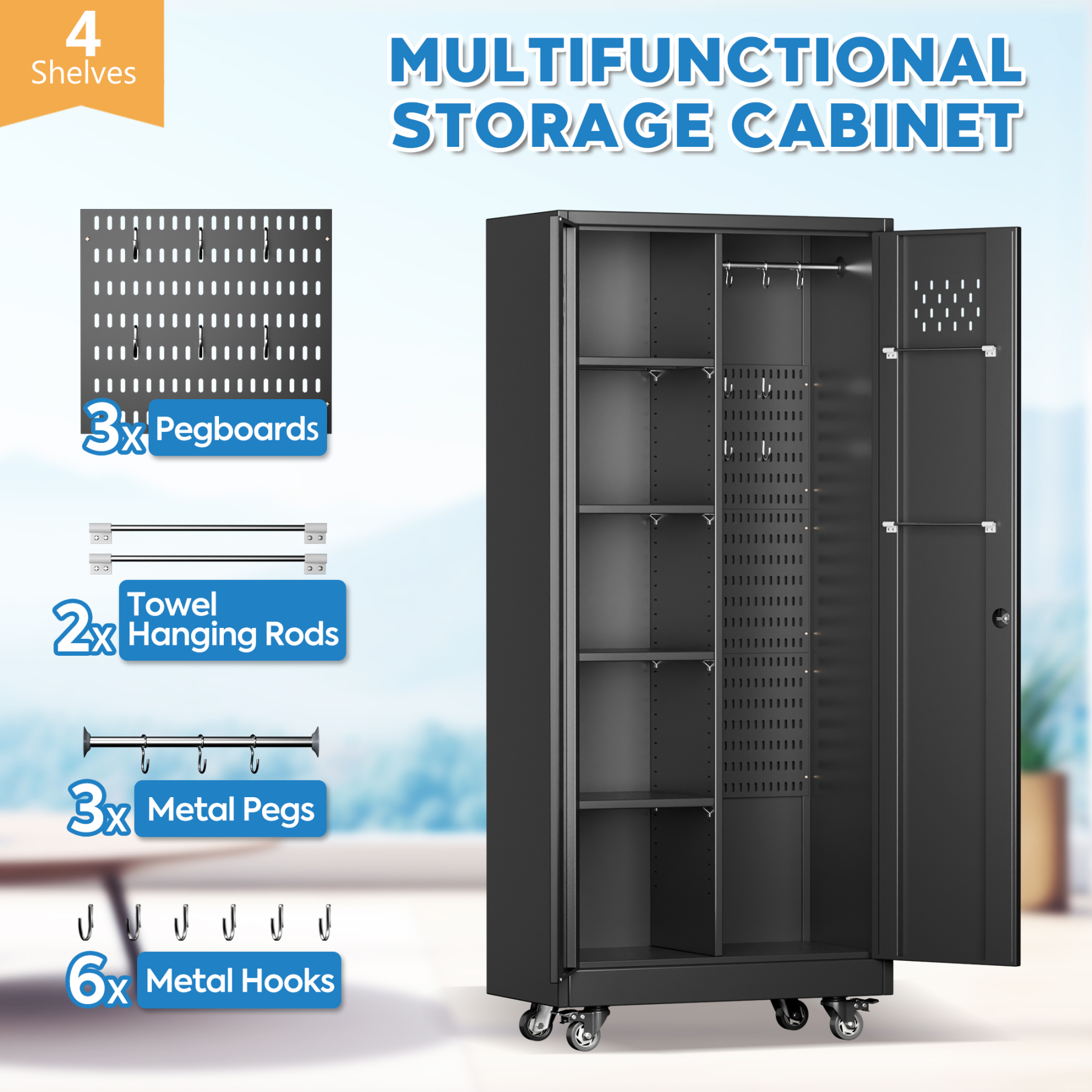 Multifunctional Garage Tool Cabinet Storage Metal Storage Cabinets Locker 