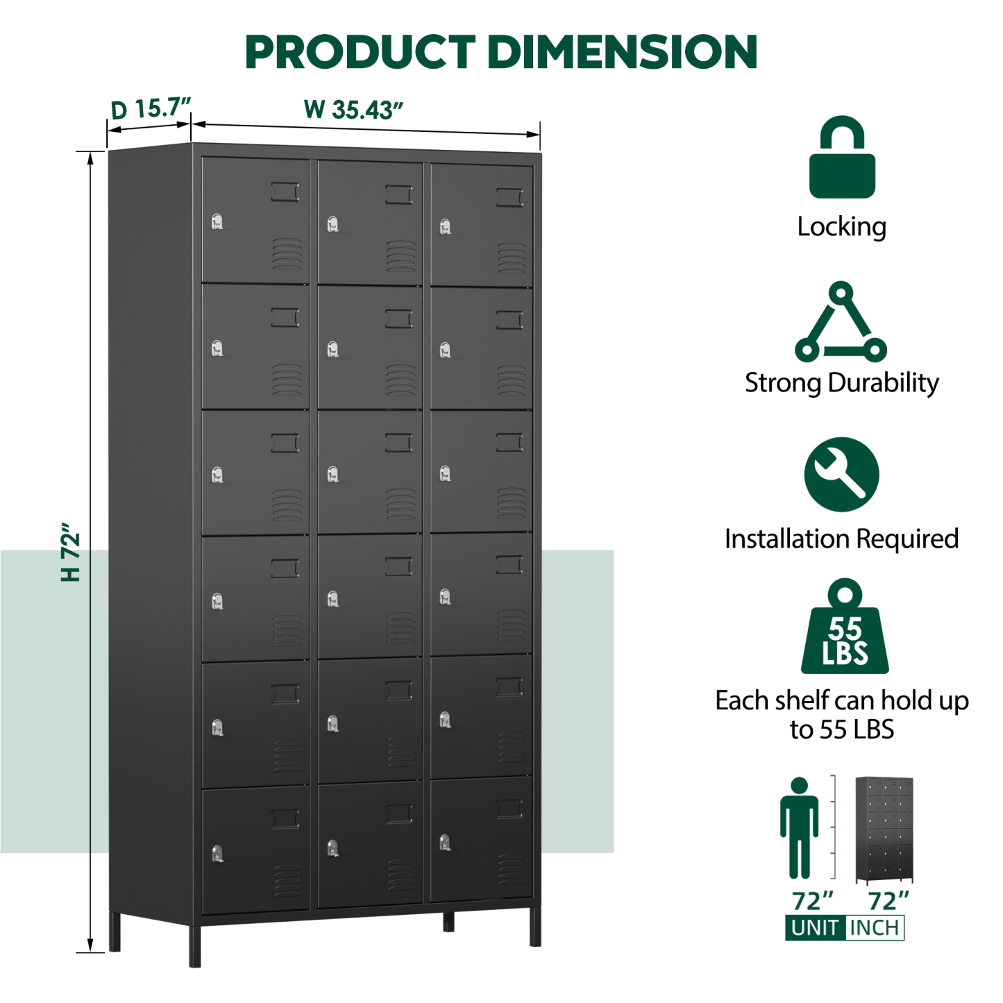 18 Door Multifunctional Metal Locker School Metal Locker Cabinet