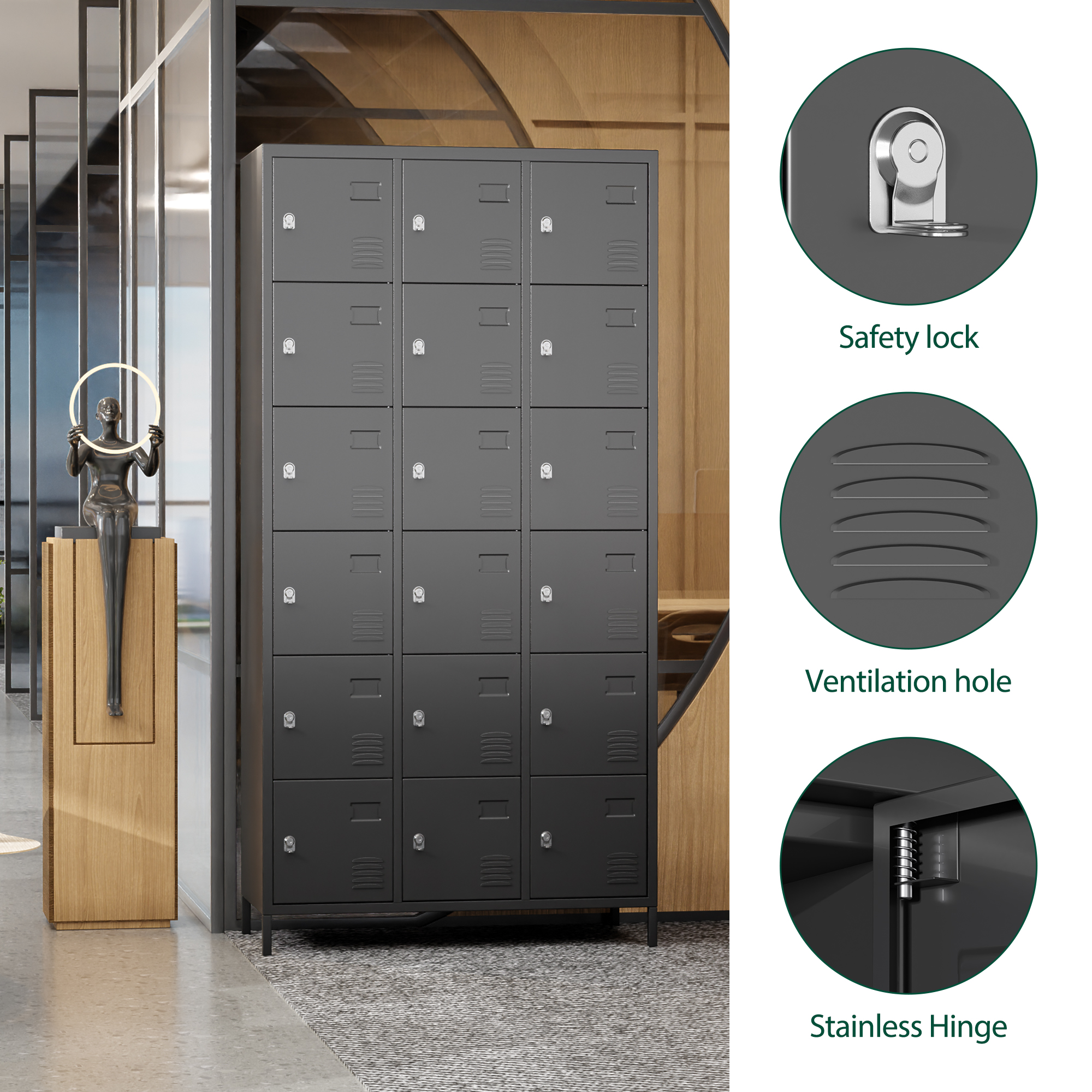 18 Door Multifunctional Metal Locker School Metal Locker Cabinet