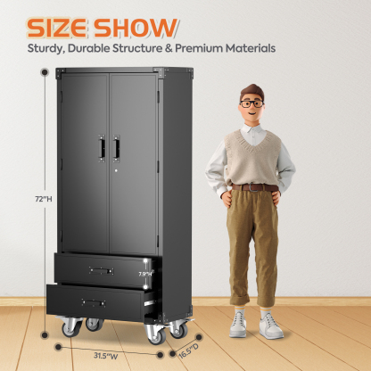 Steel Rolling Garage Storage Cabinet Metal Storage Cabinet With Wheels