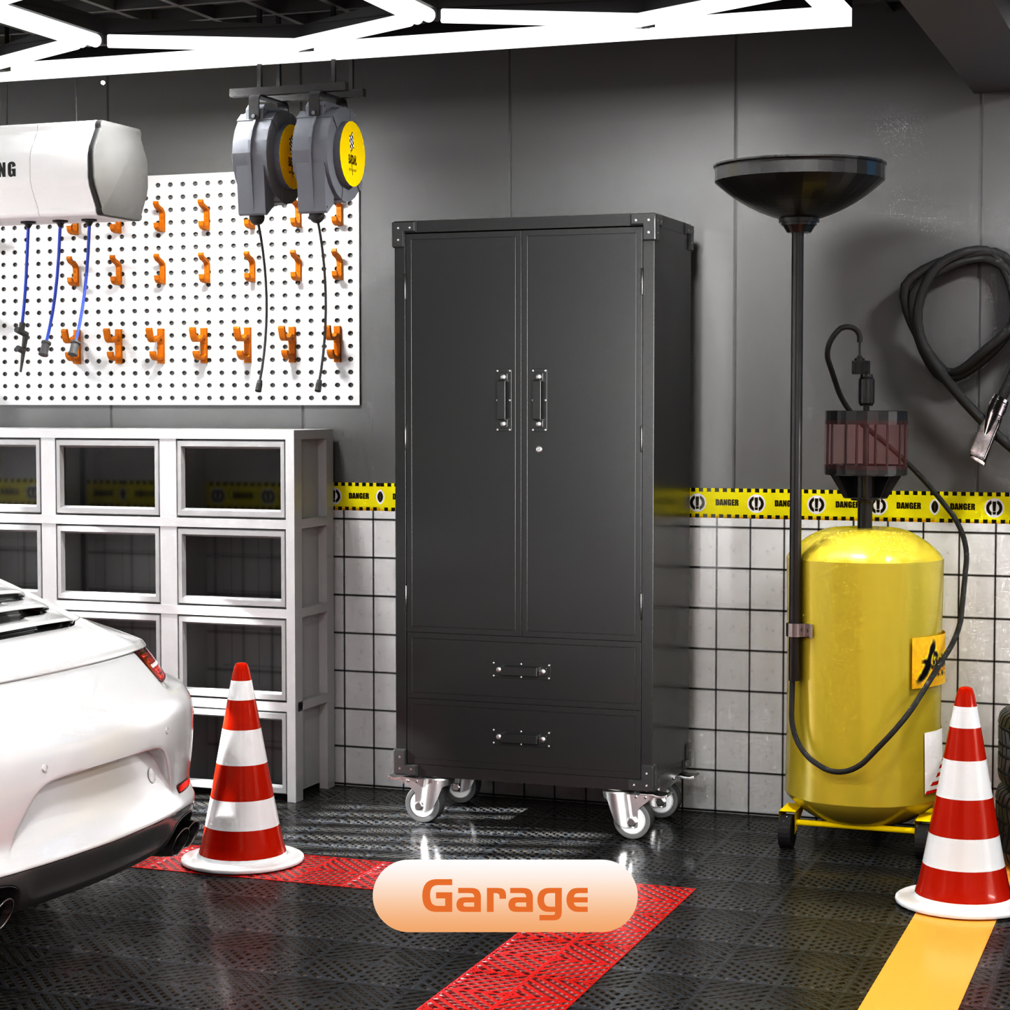 Steel Rolling Garage Storage Cabinet Metal Storage Cabinet With Wheels