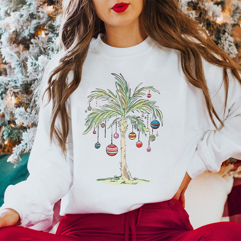 Preppy Christmas Palm Tree Sweatshirt