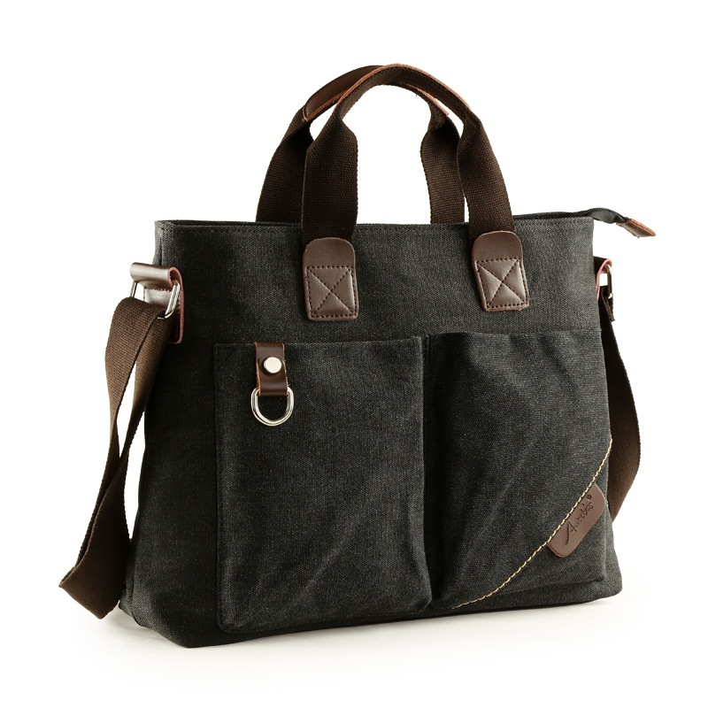 Men's black crossbody bag,Men business Laptop Bag Durable Travel Canvas Briefcase crossbody bag
