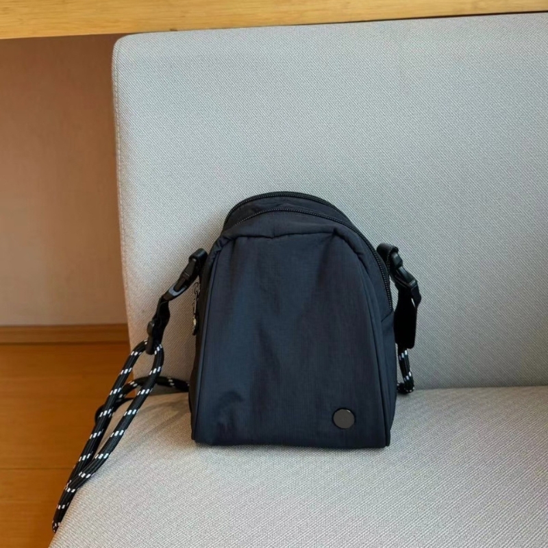 Black Color Nylon Crossbody Bag Multi-Pocket Front