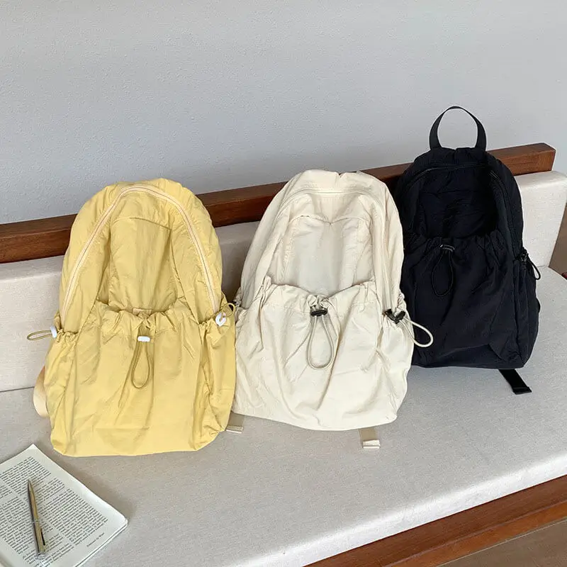 Drawstring Lightweight Travel School Backpacks Solid color Schoolbag