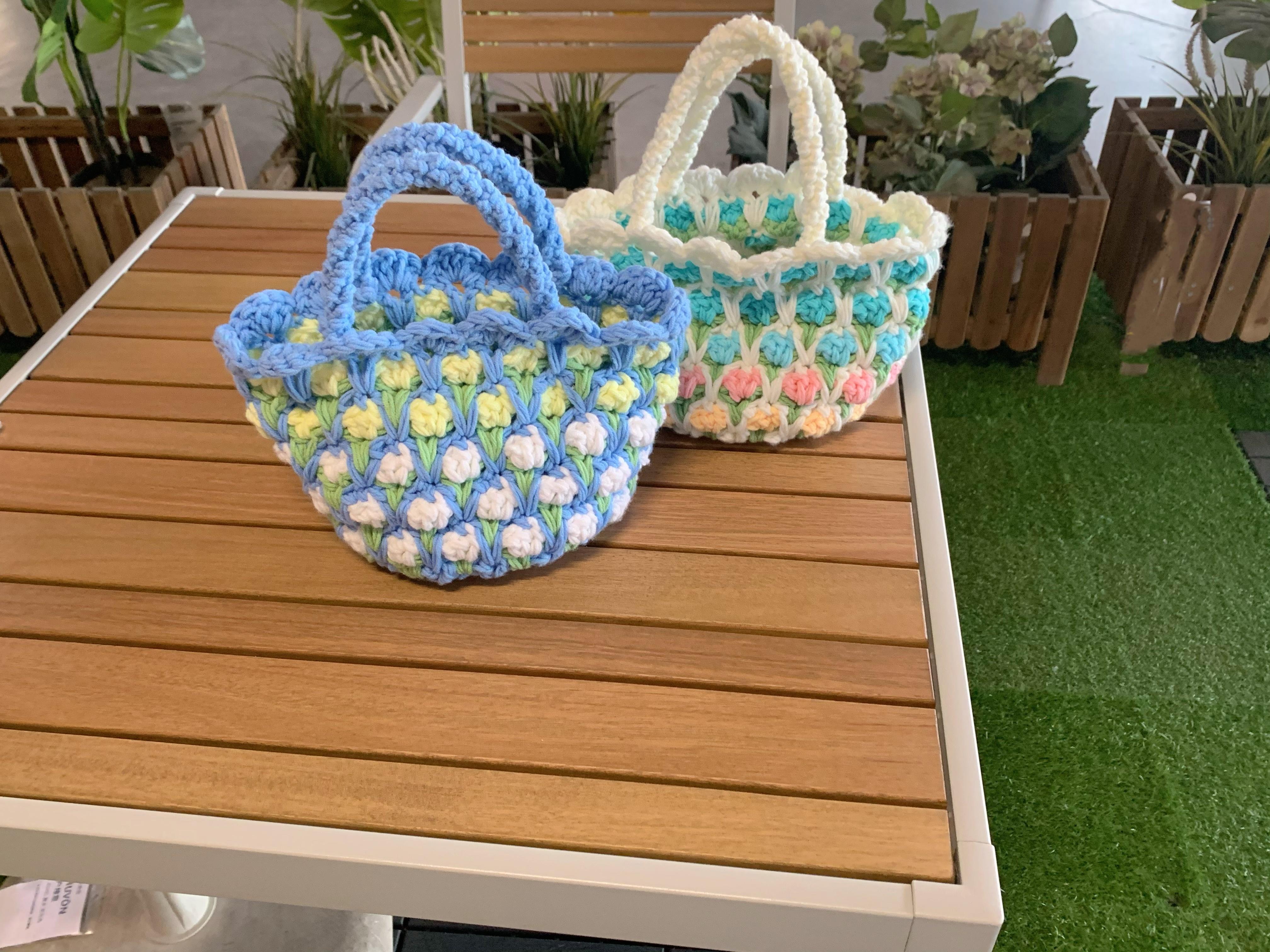 Tulip handmade crochet tote bag girlfriends gift women handbag woven tote bag 6