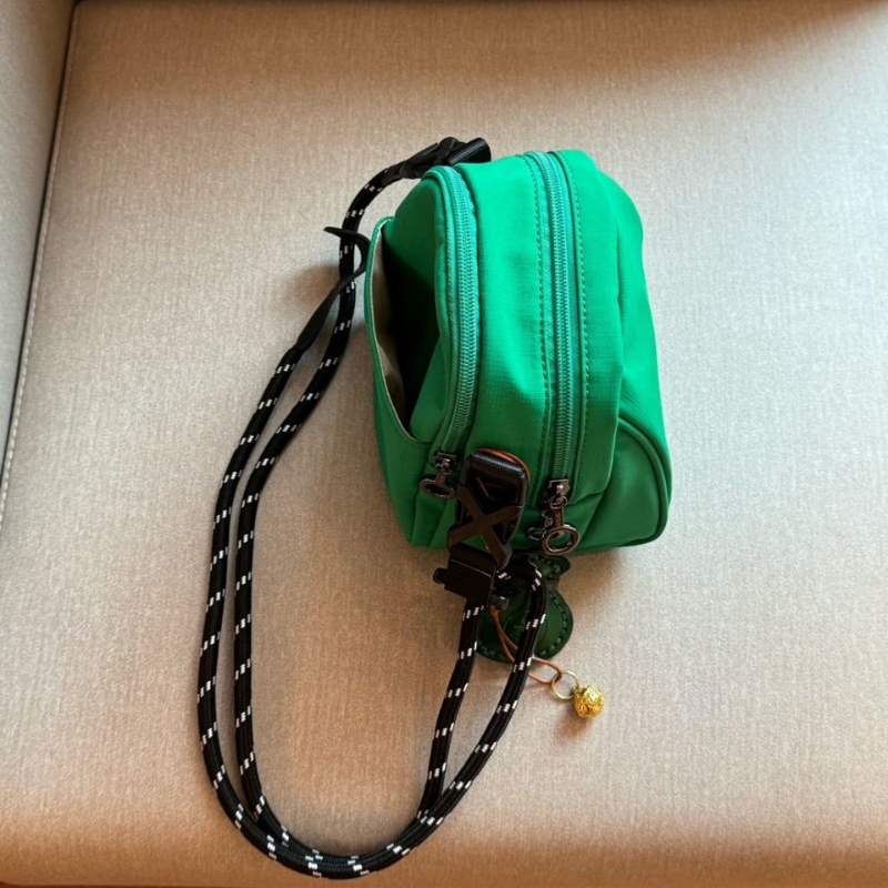 Green Color Nylon Crossbody Bag Multi-Pocket  Side