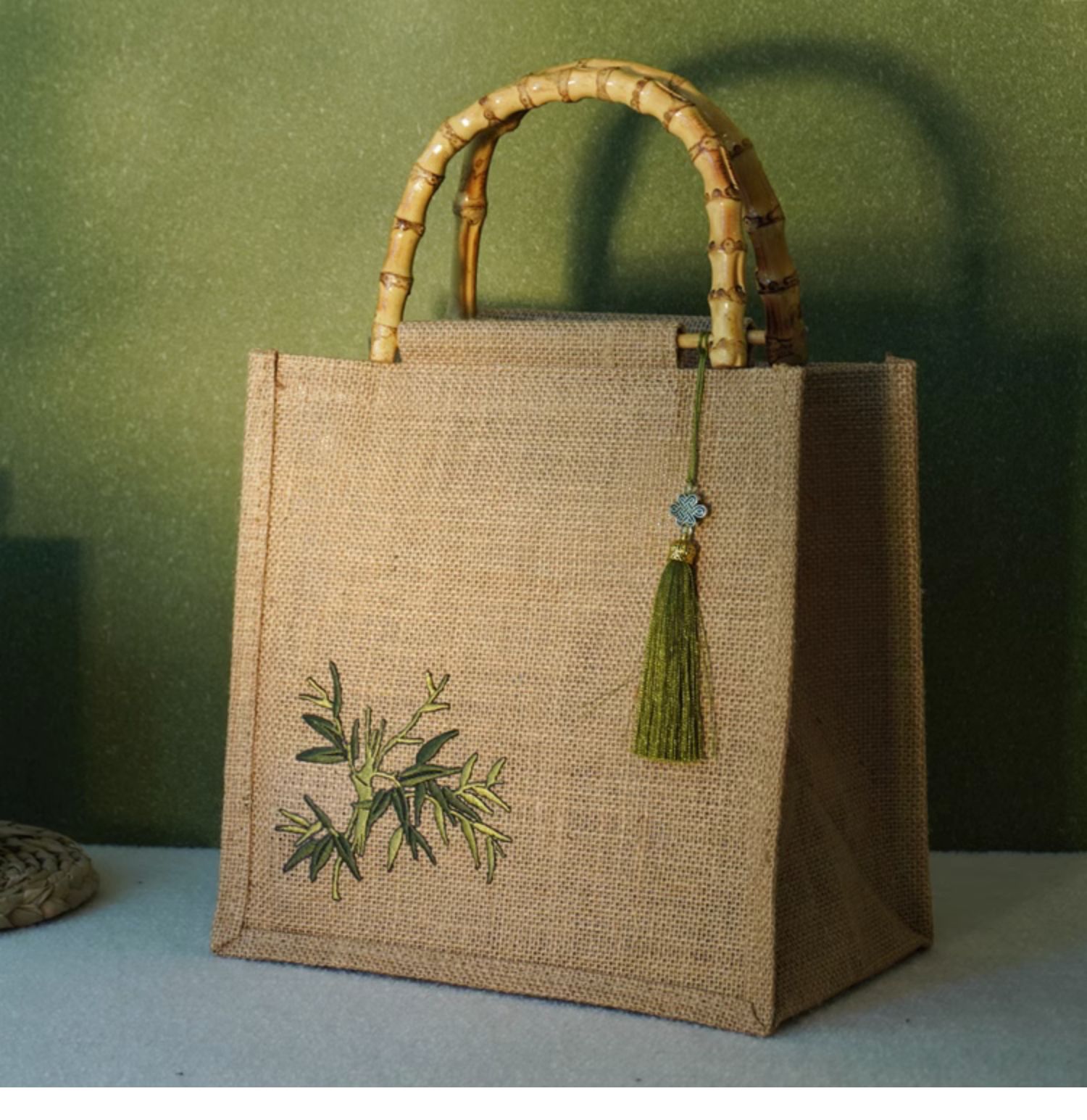 Custom embroidered tote bags linen clutch bag cheongsam women handmade custom bags bamboo